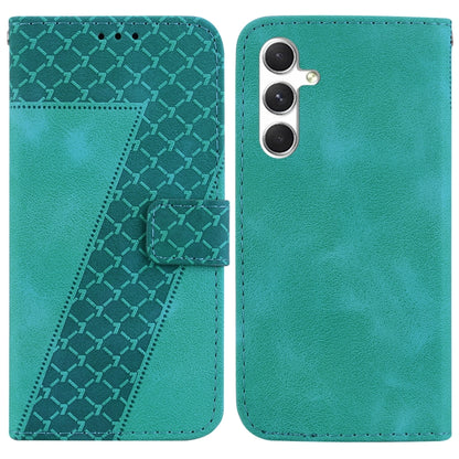 For Samsung Galaxy S25+ 5G Seven-shaped Embossed Leather Phone Case(Green) by buy2fix