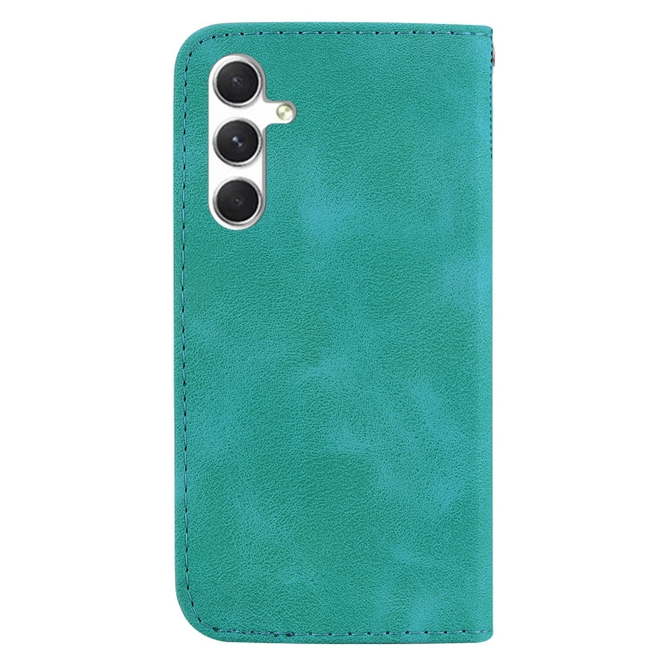 For Samsung Galaxy S25+ 5G Seven-shaped Embossed Leather Phone Case(Green) by buy2fix