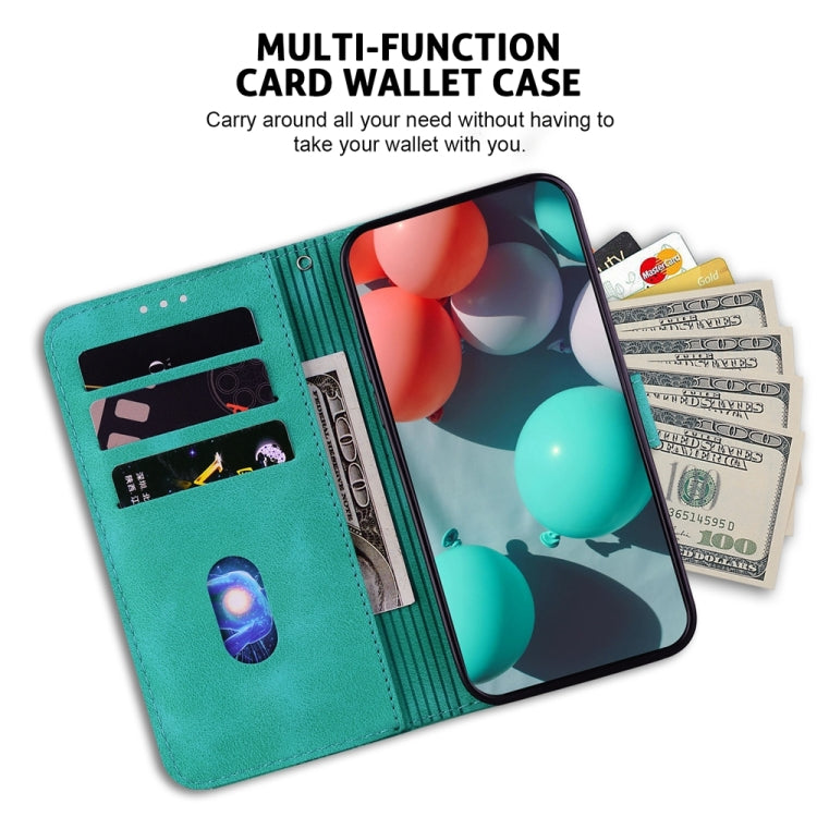 For Samsung Galaxy S25+ 5G Seven-shaped Embossed Leather Phone Case(Green) by buy2fix