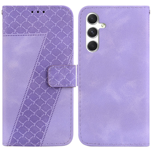 For Samsung Galaxy S25+ 5G Seven-shaped Embossed Leather Phone Case(Purple) - Galaxy S25+ 5G Cases by buy2fix | Online Shopping UK | buy2fix