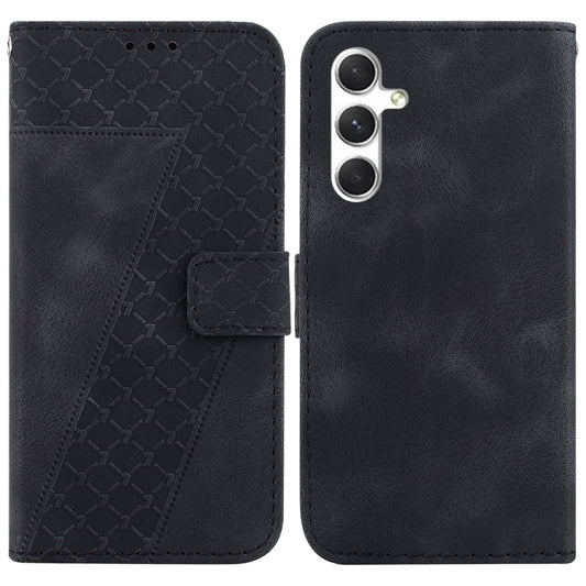 For Samsung Galaxy S25+ 5G Seven-shaped Embossed Leather Phone Case(Black) - Galaxy S25+ 5G Cases by buy2fix | Online Shopping UK | buy2fix