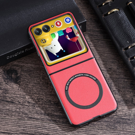 For Motorola Razr 50 Folding PU MagSafe Magnetic Phone Case(Red) by buy2fix