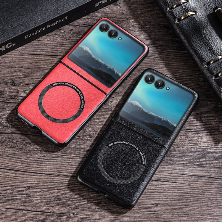 For Motorola Razr 50 Folding PU MagSafe Magnetic Phone Case(Red) by buy2fix