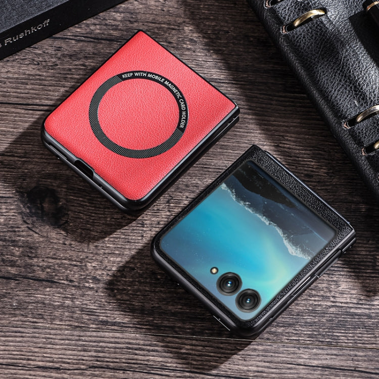 For Motorola Razr 50 Folding PU MagSafe Magnetic Phone Case(White) by buy2fix