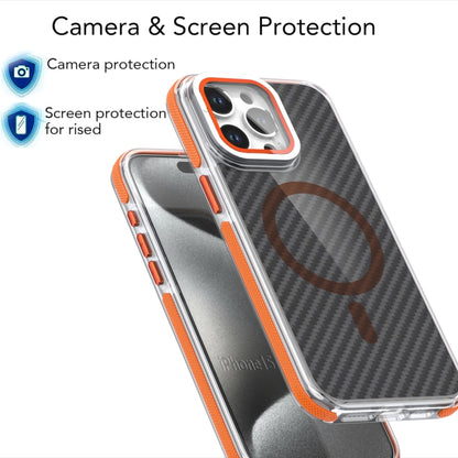 For iPhone 12 Pro / 12 Magsafe Dual-Color Carbon Fiber Lens Film Phone Case with Lens Fold Holder(Black) by buy2fix