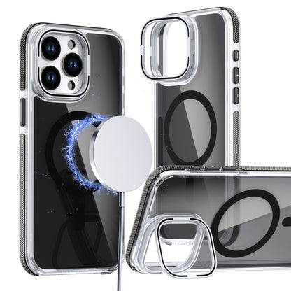 For iPhone 15 Pro Magsafe Dual-Color Transparent Black Lens Holder Phone Case(Black) - iPhone 15 Pro Cases by buy2fix | Online Shopping UK | buy2fix