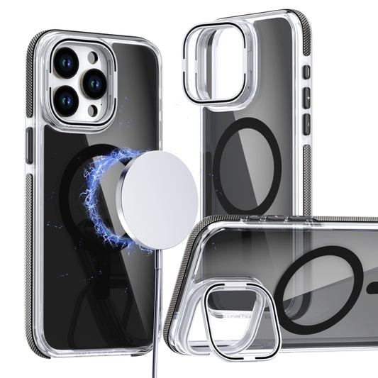 For iPhone 15 Pro Magsafe Dual-Color Transparent Black Lens Holder Phone Case(Black) - iPhone 15 Pro Cases by buy2fix | Online Shopping UK | buy2fix