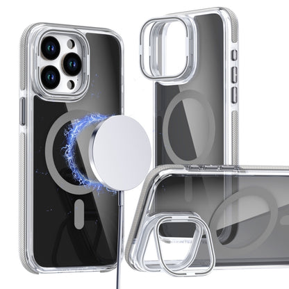 For iPhone 15 Pro Magsafe Dual-Color Transparent Black Lens Holder Phone Case(Gray) - iPhone 15 Pro Cases by buy2fix | Online Shopping UK | buy2fix