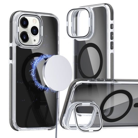 For iPhone 11 Pro Max Magsafe Dual-Color Transparent Black Lens Holder Phone Case(Black) - iPhone 11 Pro Max Cases by buy2fix | Online Shopping UK | buy2fix
