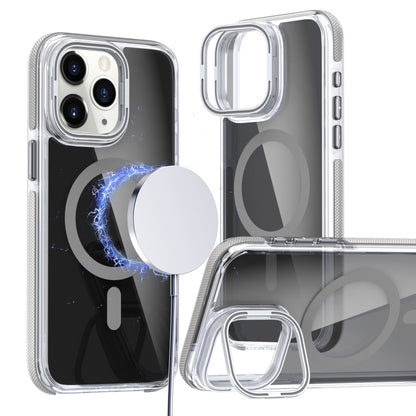 For iPhone 11 Pro Max Magsafe Dual-Color Transparent Black Lens Holder Phone Case(Gray) - iPhone 11 Pro Max Cases by buy2fix | Online Shopping UK | buy2fix