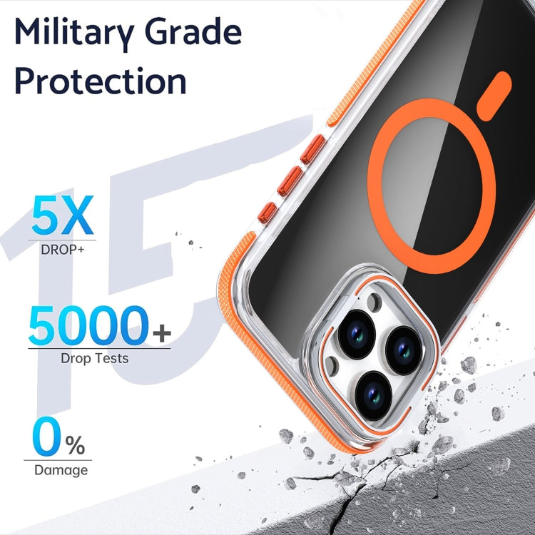 For iPhone 15 Pro Magsafe Dual-Color Transparent Black Lens Holder Phone Case(Black) - iPhone 15 Pro Cases by buy2fix | Online Shopping UK | buy2fix