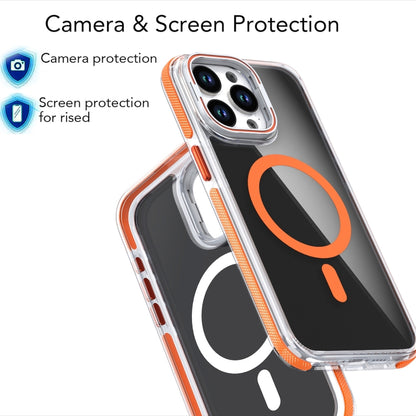 For iPhone 15 Pro Magsafe Dual-Color Transparent Black Lens Holder Phone Case(Orange) - iPhone 15 Pro Cases by buy2fix | Online Shopping UK | buy2fix
