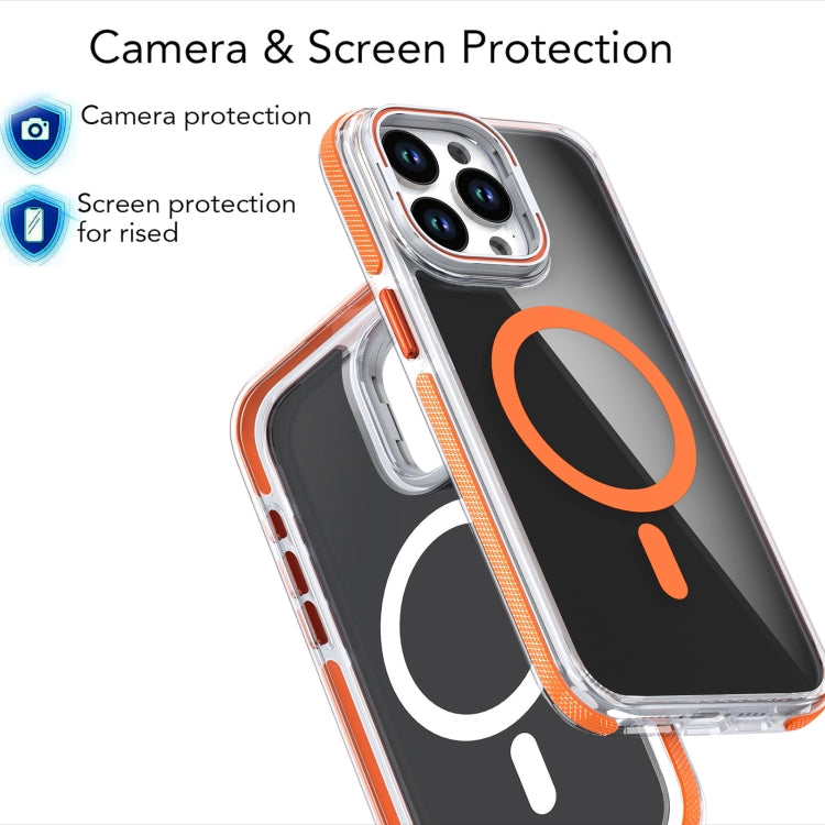 For iPhone 15 Pro Magsafe Dual-Color Transparent Black Lens Holder Phone Case(Black) - iPhone 15 Pro Cases by buy2fix | Online Shopping UK | buy2fix