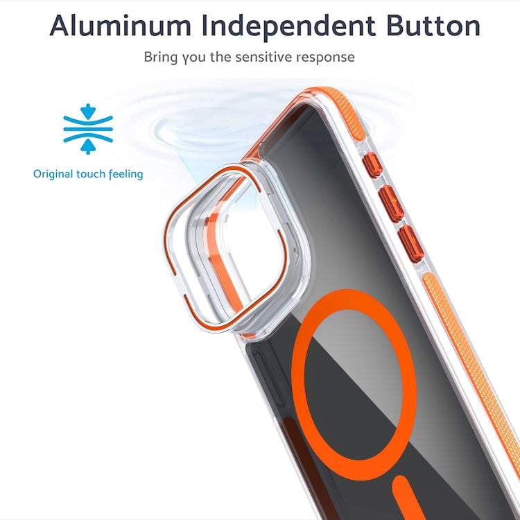 For iPhone 15 Pro Magsafe Dual-Color Transparent Black Lens Holder Phone Case(Orange) - iPhone 15 Pro Cases by buy2fix | Online Shopping UK | buy2fix