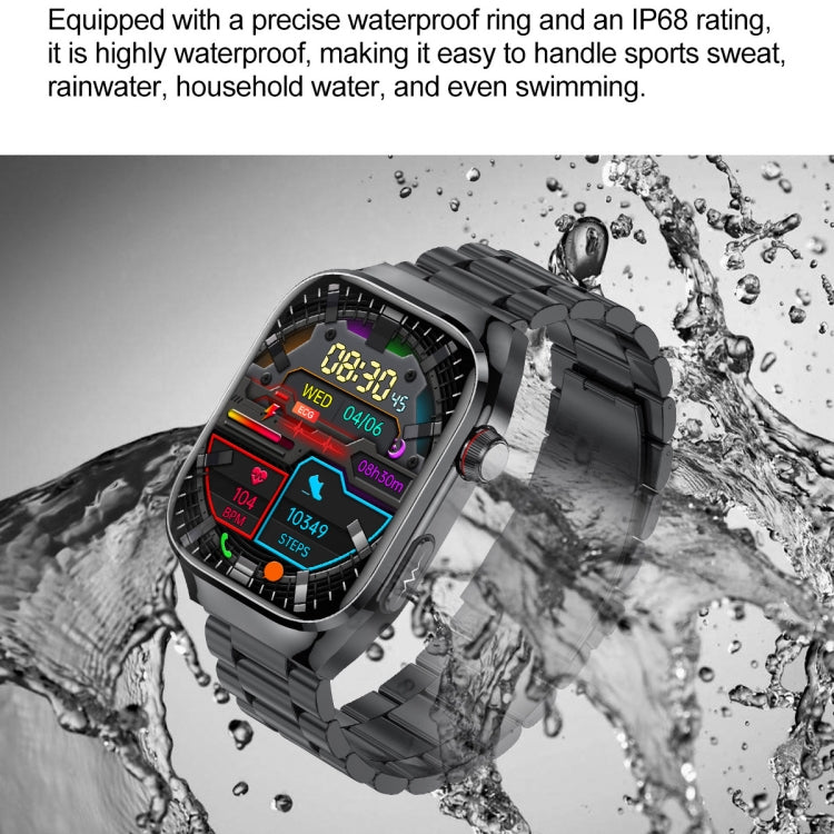 TK16 2.04 inch LCD Screen Steel Strap Smart Watch Supports Health Monitoring(Black) by buy2fix