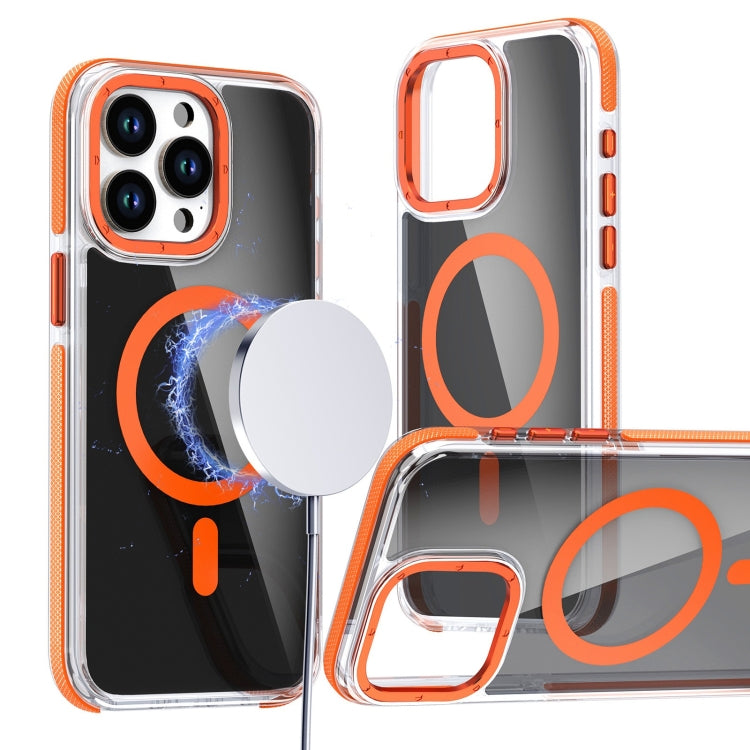 For iPhone 16 Pro Magsafe Dual-Color Transparent Black Full Coverage Phone Case(Orange) by buy2fix