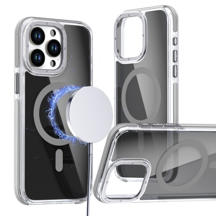 For iPhone 16 Pro Magsafe Dual-Color Transparent Black Full Coverage Phone Case(Gray) by buy2fix