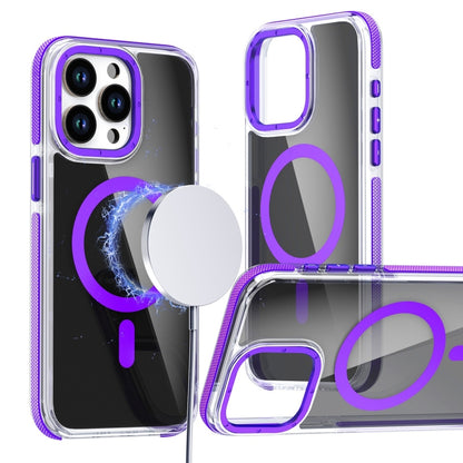 For iPhone 16 Pro Magsafe Dual-Color Transparent Black Full Coverage Phone Case(Purple) by buy2fix