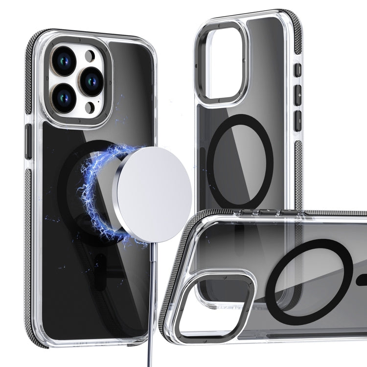 For iPhone 13 Pro Magsafe Dual-Color Transparent Black Full Coverage Phone Case(Black) by buy2fix