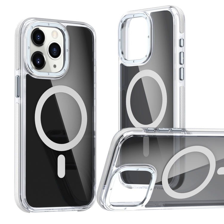 For iPhone 11 Pro Max Magsafe Dual-Color Transparent Black Full Coverage Phone Case(White) by buy2fix