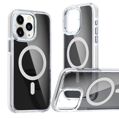 For iPhone 11 Pro Max Magsafe Dual-Color Transparent Black Full Coverage Phone Case(White) by buy2fix