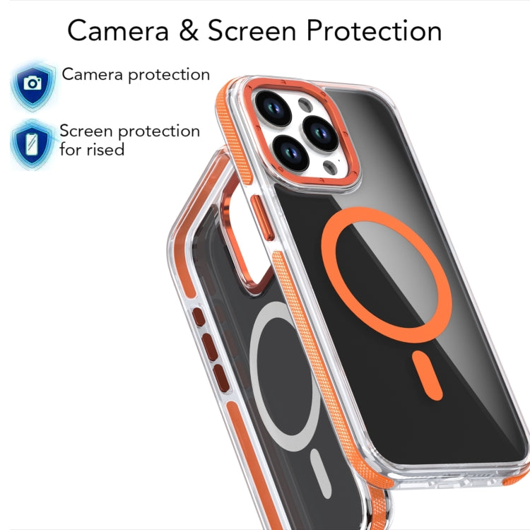For iPhone 12 Pro Max Magsafe Dual-Color Transparent Black Full Coverage Phone Case(Orange) by buy2fix
