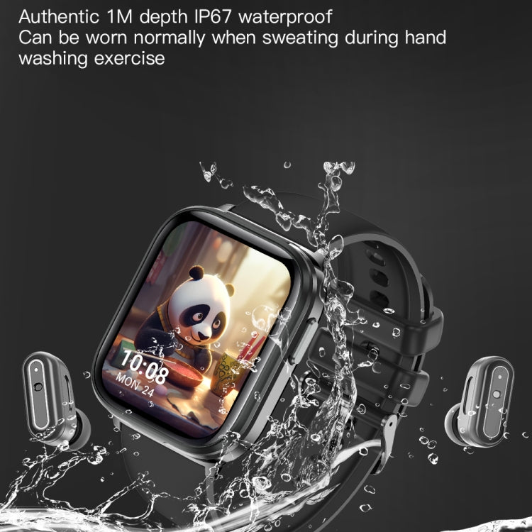 X9 1.85 inch Square Screen 2 in 1 Bluetooth Earphone Smart Watch(Black) by buy2fix