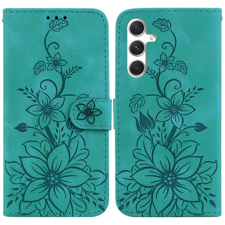 For Samsung Galaxy S25 5G Lily Embossed Leather Phone Case(Green) by buy2fix