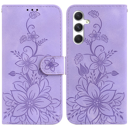 For Samsung Galaxy S25 5G Lily Embossed Leather Phone Case(Purple) by buy2fix