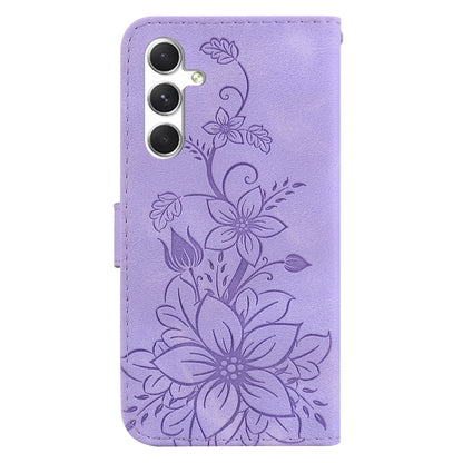 For Samsung Galaxy S25 5G Lily Embossed Leather Phone Case(Purple) by buy2fix
