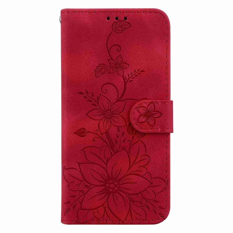 For Samsung Galaxy S25 5G Lily Embossed Leather Phone Case(Red) by buy2fix