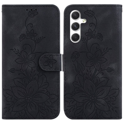 For Samsung Galaxy S25 5G Lily Embossed Leather Phone Case(Black) by buy2fix