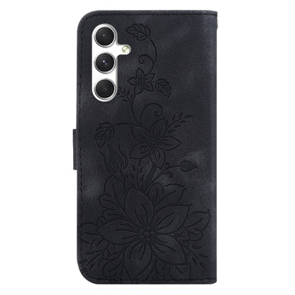 For Samsung Galaxy S25 5G Lily Embossed Leather Phone Case(Black) by buy2fix