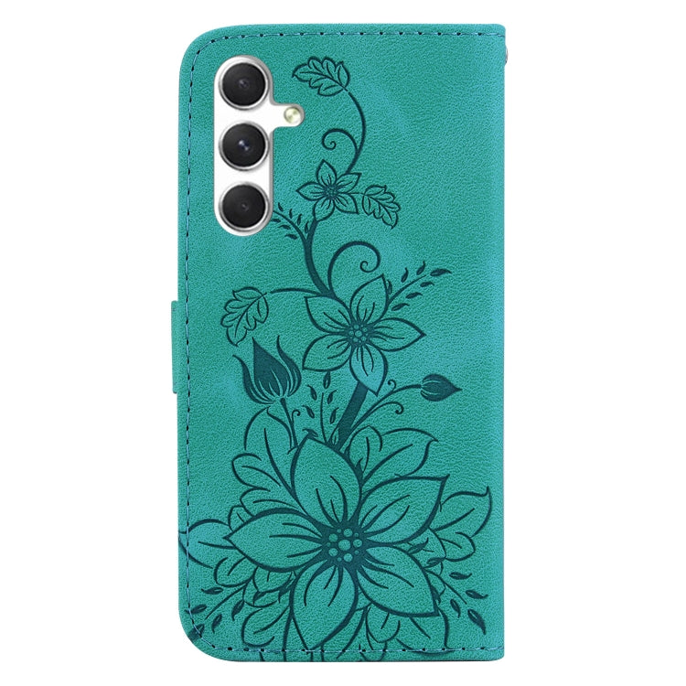 For Samsung Galaxy S25+ 5G Lily Embossed Leather Phone Case(Green) by buy2fix