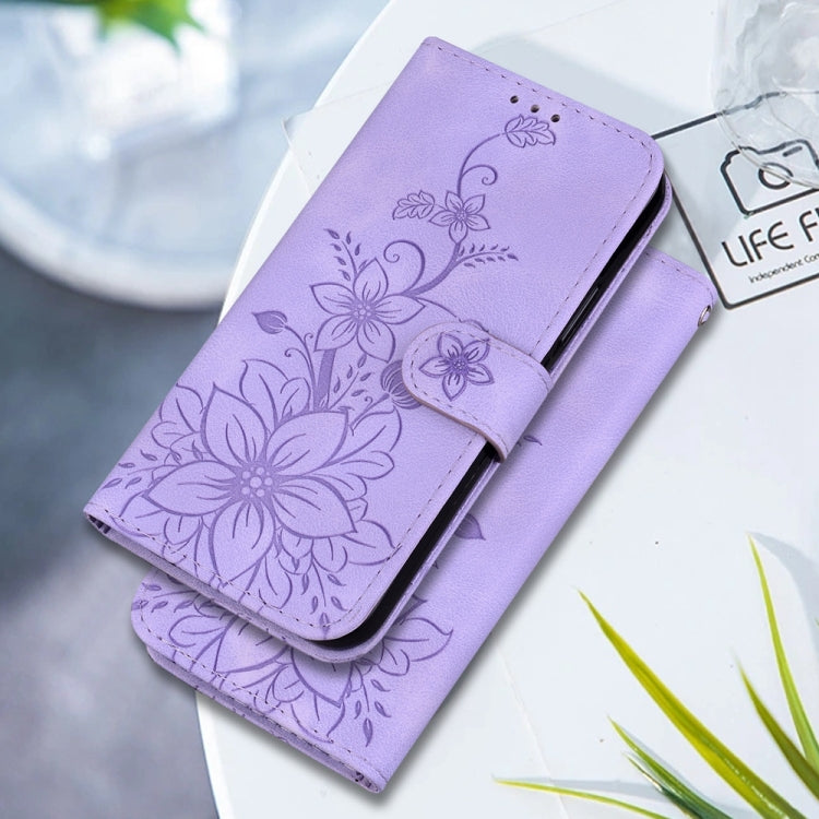 For Samsung Galaxy S25+ 5G Lily Embossed Leather Phone Case(Purple) by buy2fix