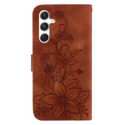 For Samsung Galaxy S25+ 5G Lily Embossed Leather Phone Case(Brown) by buy2fix