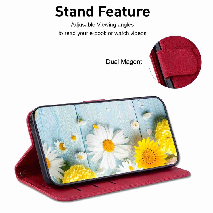 For Samsung Galaxy S25+ 5G Lily Embossed Leather Phone Case(Red) by buy2fix