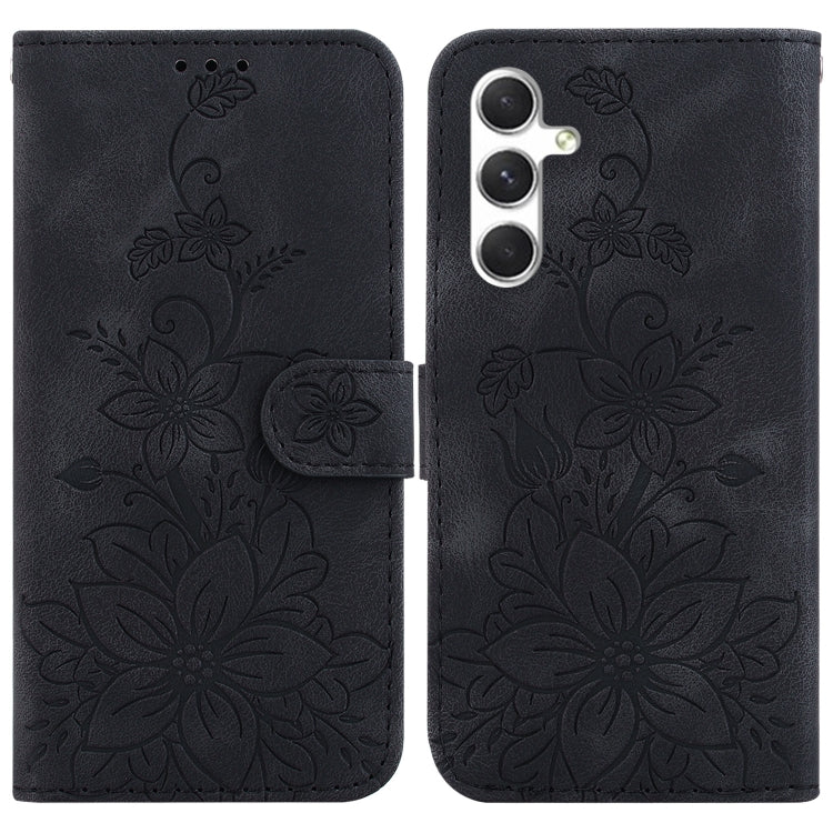 For Samsung Galaxy S25+ 5G Lily Embossed Leather Phone Case(Black) by buy2fix