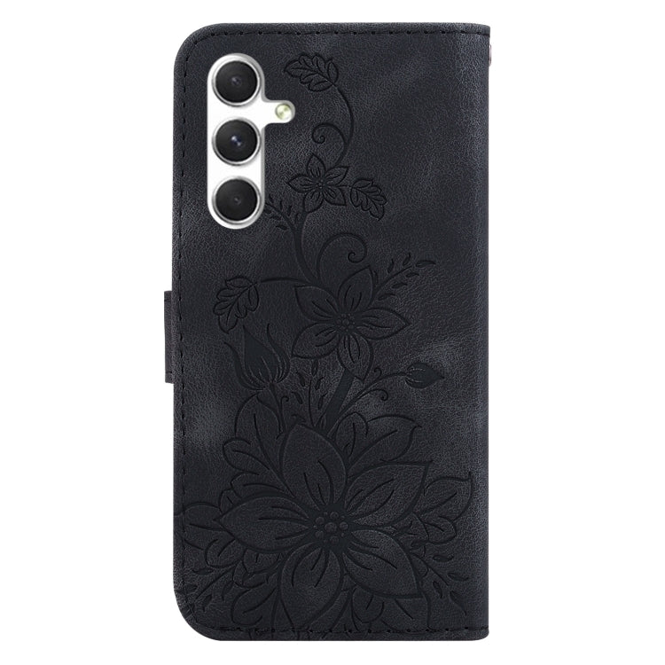 For Samsung Galaxy S25+ 5G Lily Embossed Leather Phone Case(Black) by buy2fix