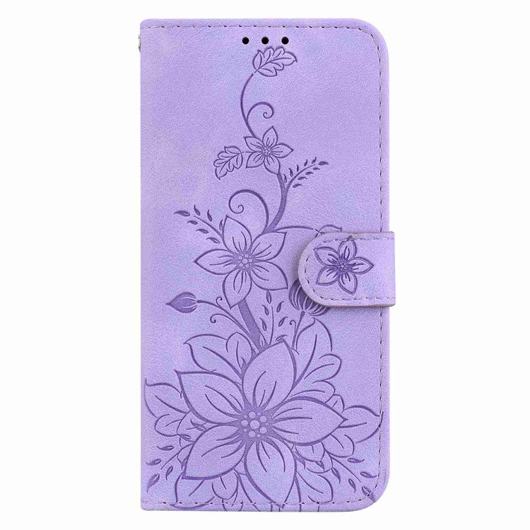 For Samsung Galaxy S25 Ultra 5G Lily Embossed Leather Phone Case(Purple) by buy2fix