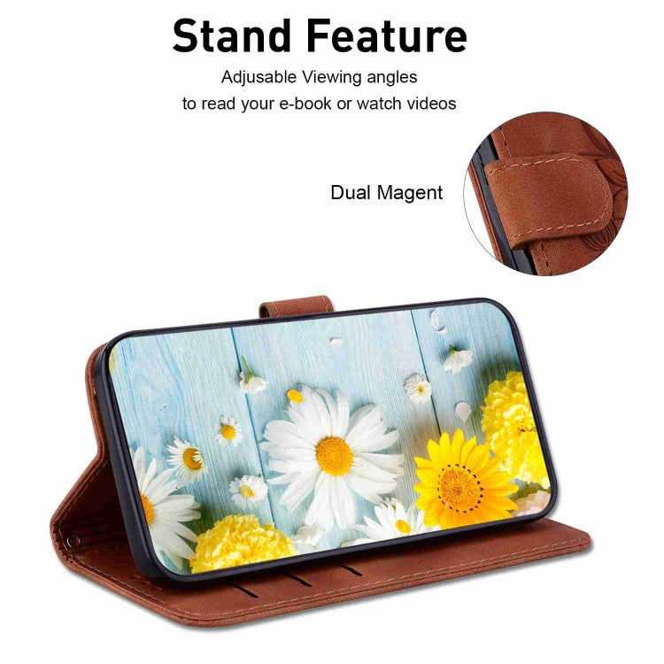 For Samsung Galaxy S25 Ultra 5G Lily Embossed Leather Phone Case(Brown) by buy2fix
