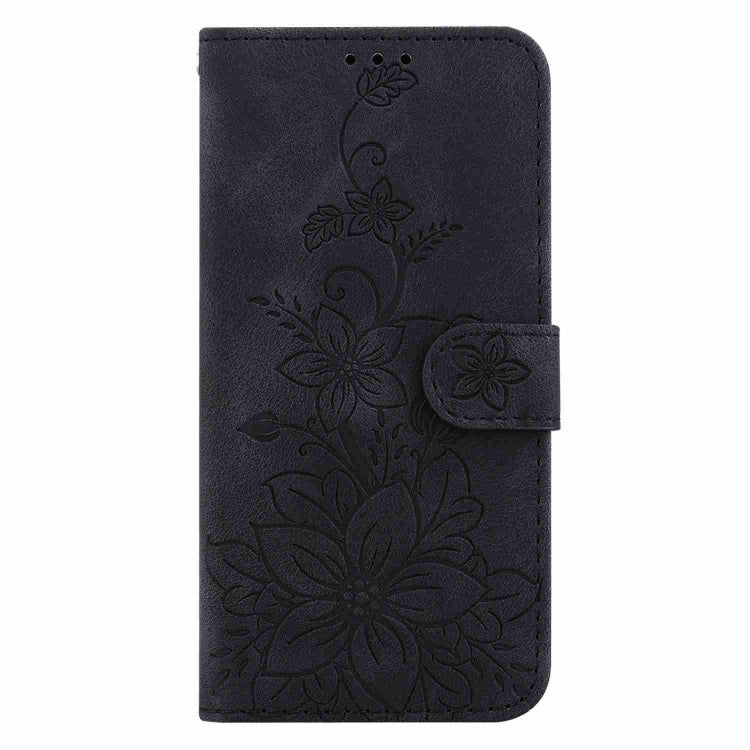 For Samsung Galaxy S25 Ultra 5G Lily Embossed Leather Phone Case(Black) by buy2fix