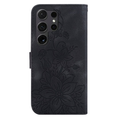 For Samsung Galaxy S25 Ultra 5G Lily Embossed Leather Phone Case(Black) by buy2fix