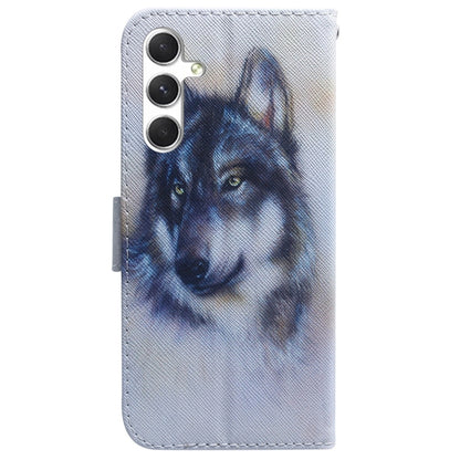 For Samsung Galaxy S25 5G Coloured Drawing Flip Leather Phone Case(White Wolf) by buy2fix