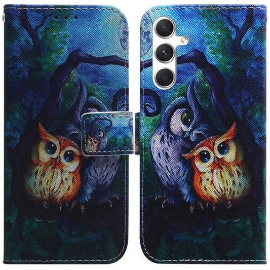 For Samsung Galaxy S25 5G Coloured Drawing Flip Leather Phone Case(Oil Painting Owl) by buy2fix