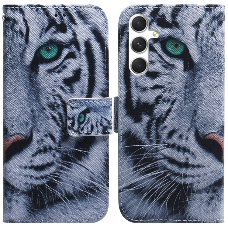 For Samsung Galaxy S25 5G Coloured Drawing Flip Leather Phone Case(Tiger) by buy2fix