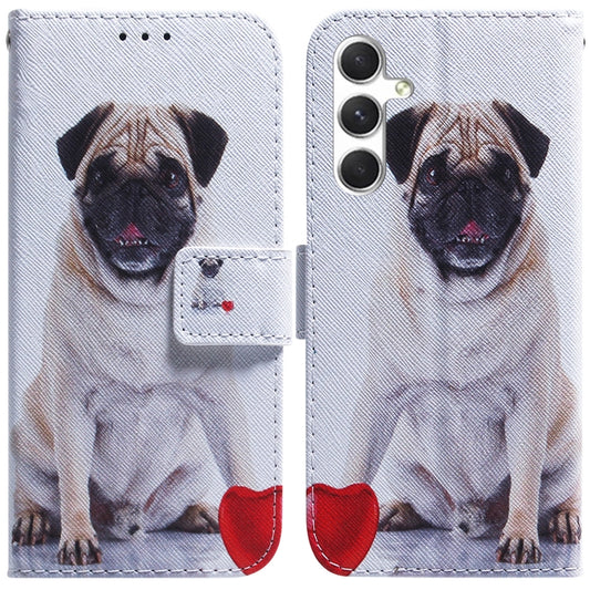 For Samsung Galaxy S25 5G Coloured Drawing Flip Leather Phone Case(Pug) by buy2fix