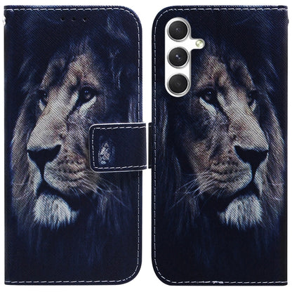 For Samsung Galaxy S25 5G Coloured Drawing Flip Leather Phone Case(Lion) by buy2fix