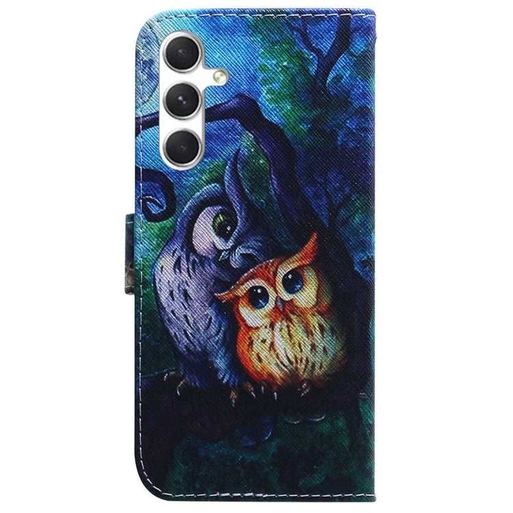 For Samsung Galaxy S25+ 5G Coloured Drawing Flip Leather Phone Case(Oil Painting Owl) by buy2fix