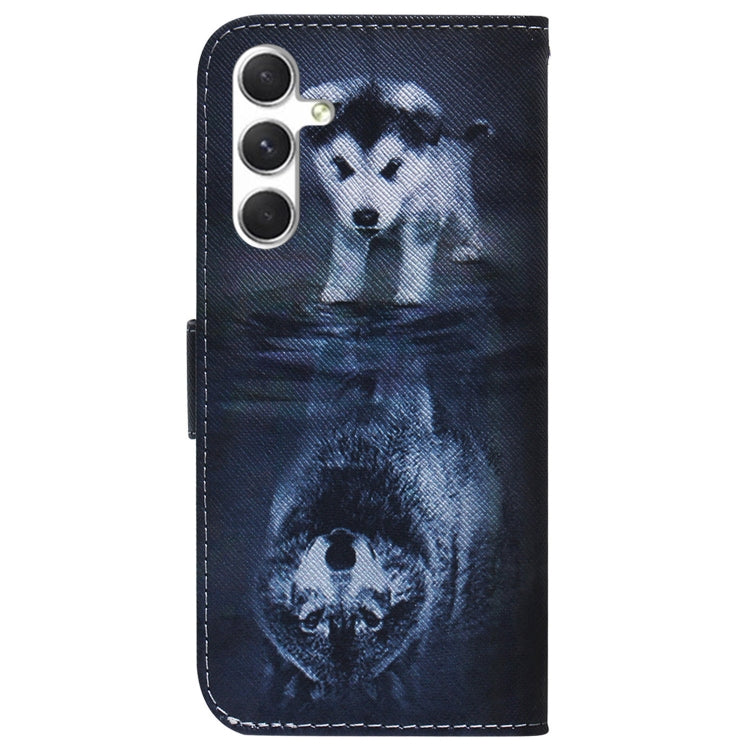 For Samsung Galaxy S25+ 5G Coloured Drawing Flip Leather Phone Case(Wolf and Dog) by buy2fix